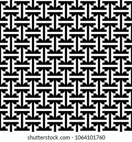 Seamless stylized Sayagata pattern. Repeated interlocking figures background. Oriental ornament. Traditional window tracery image. Ancient ethnic mosaic motif. Digital paper for textile print. Vector.