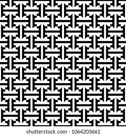 Seamless stylized Sayagata pattern. Repeated interlocking figures background. Oriental ornament. Traditional window tracery image. Ancient ethnic mosaic motif. Digital paper for textile print. Vector.