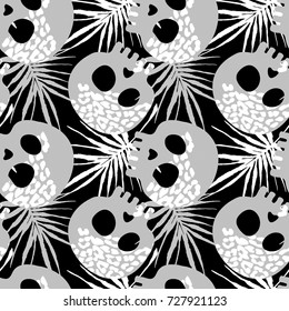 Seamless stylized skull pattern.Hand drawn doodle texture. Perfect for invitations, posters, banners,fabric, textile, wrap,apparel design