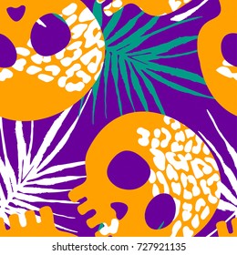 Seamless stylized skull pattern.Hand drawn doodle texture. Perfect for invitations, posters, banners,fabric, textile, wrap,apparel design