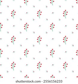 	Seamless stylized vector pattern with spring flowers, blossoms and plants.