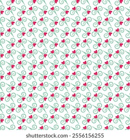 	Seamless stylized vector pattern with spring flowers, blossoms and plants.