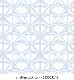 Seamless Subtle Blue Art Deco Sun Rays Pattern Vector