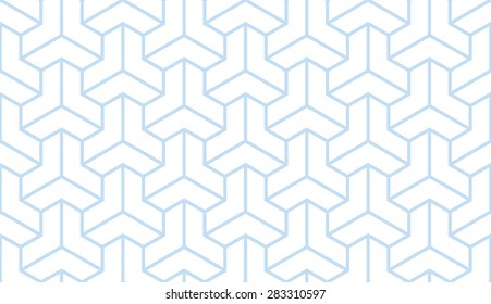 Seamless subtle blue asian trilateral pattern vector