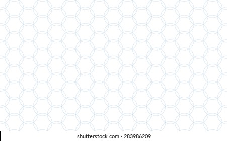 Seamless subtle blue circular pattern on a hexagonal grid vector