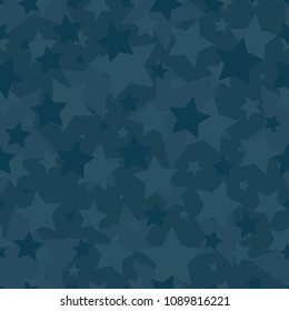 Seamless subtle blue fashion star shapes camouflage pattern vector