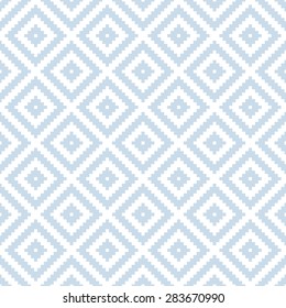 Seamless subtle blue and white op art ethnic pixel tribal textile pattern vector