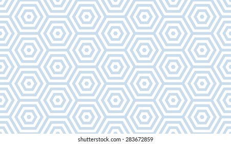 Seamless subtle blue and white op art hexagon illusion pattern vector