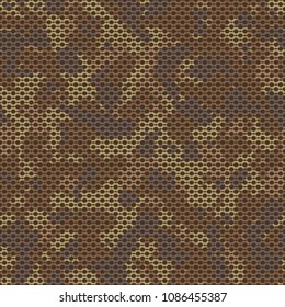 Seamless subtle brown camouflage with canvas mesh military fashion pattern vector