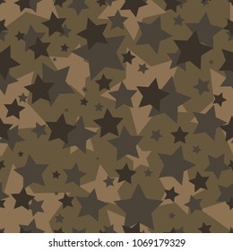 Seamless subtle brown fashion star shapes camouflage pattern vector