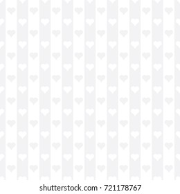 Seamless subtle gray hearts and stripes pattern vector