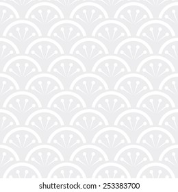 Seamless subtle gray japanese floral waves pattern vector