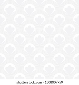 Seamless subtle gray ornate peacock fish scale art deco rococo pattern vector
