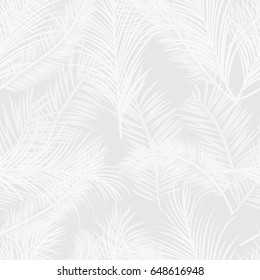 Seamless subtle gray palm tree leaves pattern vector