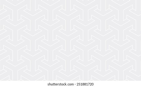 Seamless subtle gray trilateral outline arrows isometric pattern vector