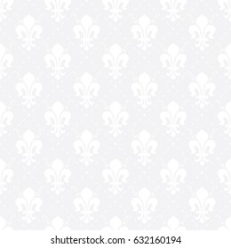 Seamless Subtle Gray Vintage French Royal Fleur De Lis Pattern Vector