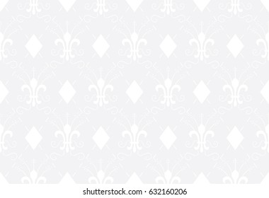 Seamless Subtle Gray Vintage French Royal Fleur De Lis Diamond Pattern Vector