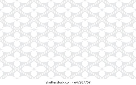Seamless subtle gray vintage oriental floral petals outline isometric pattern vector
