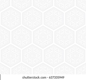 Seamless subtle gray vintage ornate hexagonal islamic pattern vector