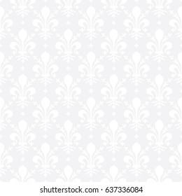 Seamless Subtle Gray Vintage Ornate French Royal Fleur De Lis Pattern Vector