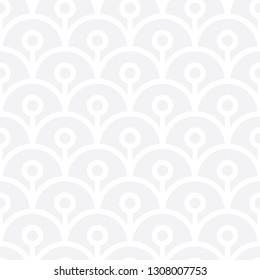 Seamless subtle gray vintage outline fish scale peacock art deco pattern vector
