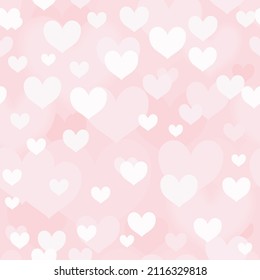 Seamless Subtle Hearts Texture. Heart Shape Simple Background. Vector Hearts Pattern.