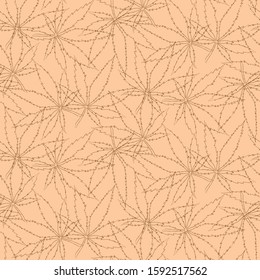 seamless subtle hemp cannabis background pattern outlined hand drawn art