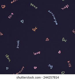 Seamless subtle laconic watercolor doodle pattern in love theme