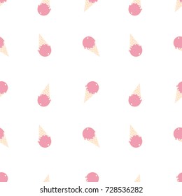 Seamless subtle pink ice cream cones pattern vector