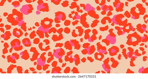 Seamless subtle red and pink leopard print tileable animal pattern vector. for fabric, textiles, clothing, wrapping paper, cover, banner, interior decor, abstract backgrounds.