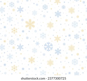 Seamless subtle snowflakes background. Vector snowflakes Christmas texture. Scandinavian Nordic style snowflakes  texture.