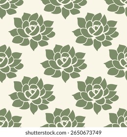 Seamless  succulent floral pattern on light background. Ideal for textile, home decor, banner, cover, etc