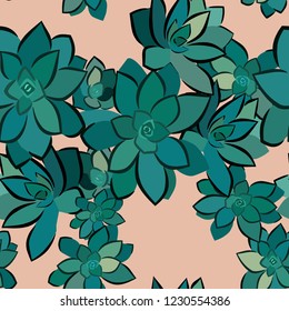 Seamless succulent pattern. Vector illustration. 
