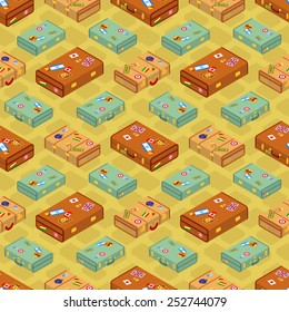 Seamless Suitcases Pattern. Colorful luggage
