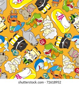 seamless summer animal pattern