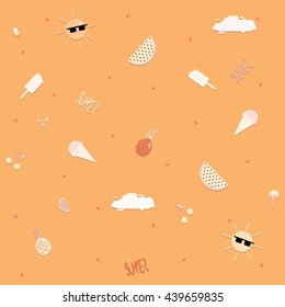Seamless summer background in cartoon style.