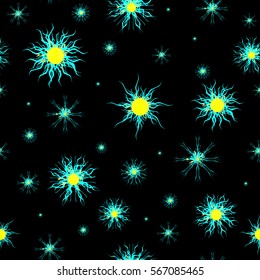 Seamless, summer background with flowers buds. Vector. Energy patterns.