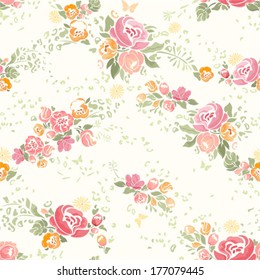 Seamless summer background with flowers in vintage style.