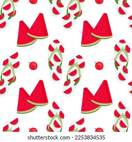 Seamless summer background. Slates, watermelon. Wallpaper. Vector.
