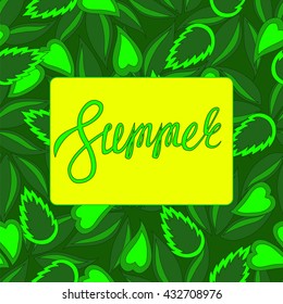 Seamless summer background with text. Lettering. Vector illustration.