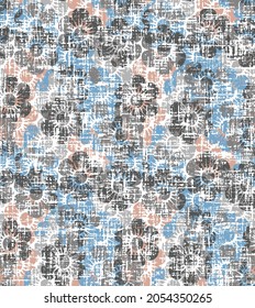 Seamless summer background texture with flowers and grunge effect, vector pattern  Floral background for textile, wallpaper, pattern fills, 