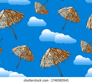 Seamless summer beach pattern. Hello Summer, holiday concept. Pop art. Summer holiday. Vector seamless pattern illustration