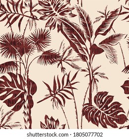 seamless summer botanical plant pattern design.