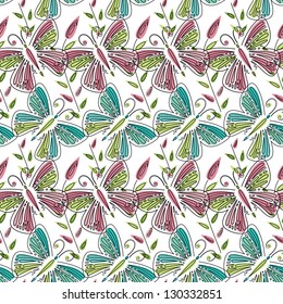 seamless summer butterfly vector pattern wallpaper background for textile interior decoration