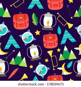 Seamless Summer Camp  And Outdoor Pattern