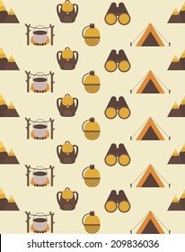 seamless summer camp pattern design. vector illustration