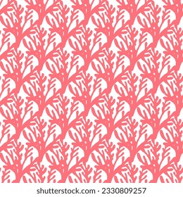 Seamless summer color pattern of abstract shapes.Pink corals. Background design, packaging, fabric. Vector illustration...