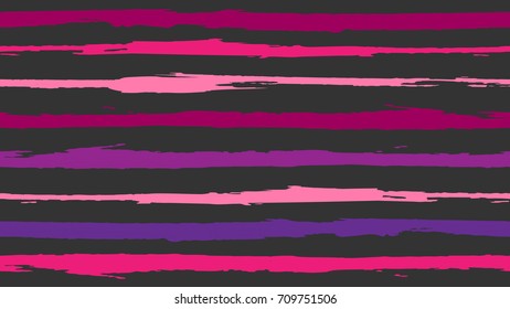 Seamless summer color stripe pattern on dark background. Red, pink, magenta sailor stripes. Watercolor ink brush strokes. Stylish retro vintage design for banner, backdrop. Hipster paintbrush.