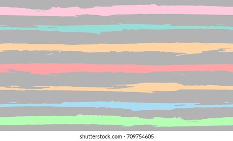 Seamless summer color stripe pattern on grey background. Red, pink, magenta sailor stripes. Watercolor ink brush strokes. Stylish retro vintage design for banner, backdrop. Hipster paintbrush. 