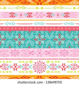 Seamless summer colorful aztec vintage folklore background pattern in vector